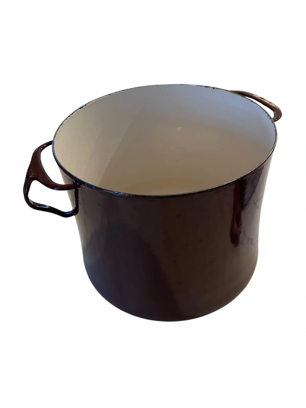 Vintage Japanese Kobe Cookware Enamel Dark Brown Cooking Pot, no lid
